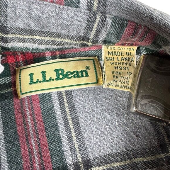 Vintage LL Bean Heavyweight Flannel Shirt Women's 12 Gorpcore Outdoor Hiking 90s - Picture 4 of 7